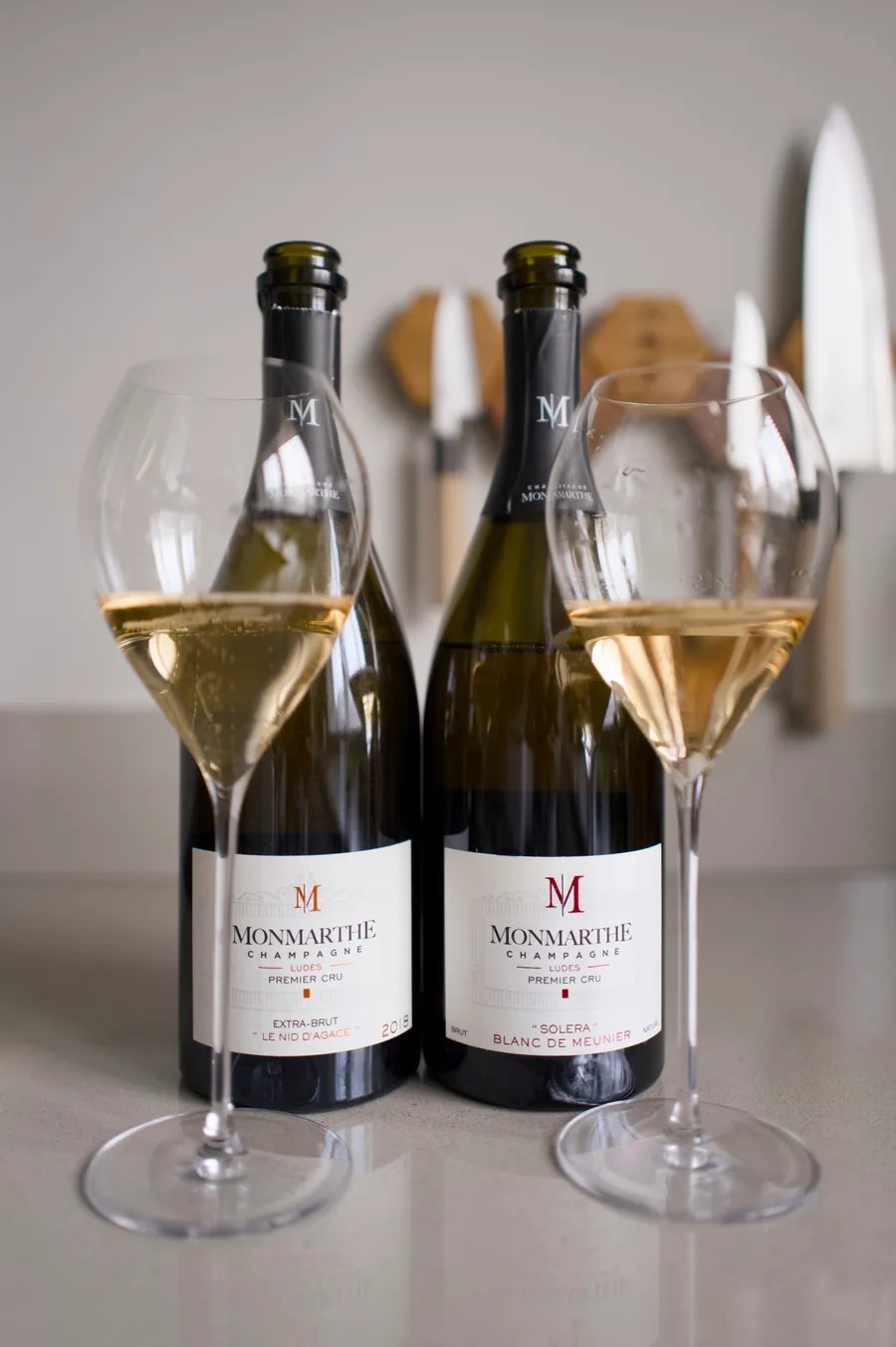 The two single-plot cuvées of Champagne Monmarthe, Le Nid d'Agace and Solera Blanc de Meunier