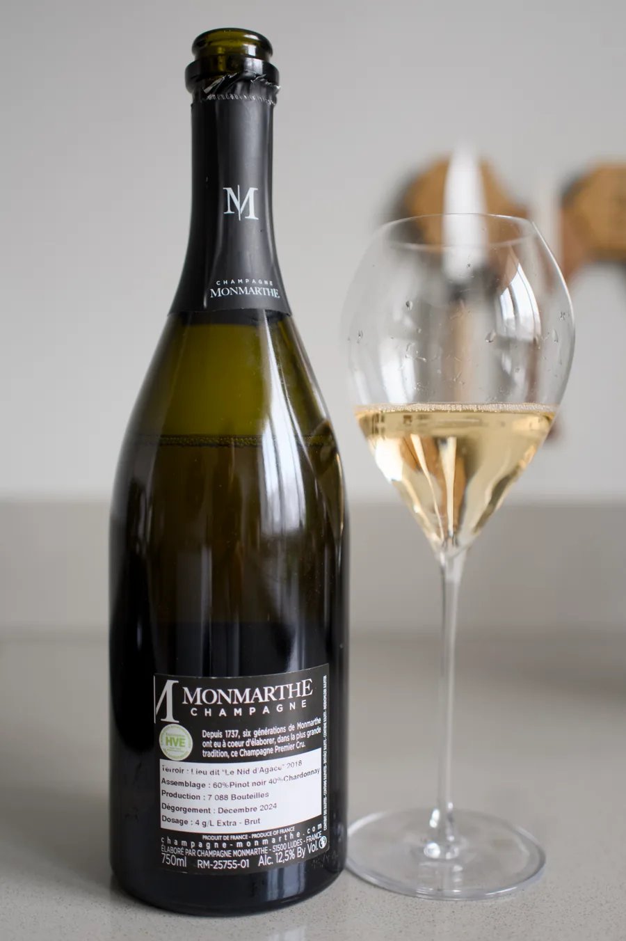 Back label of Champagne Monmarthe Le Nid d'Agace 2018