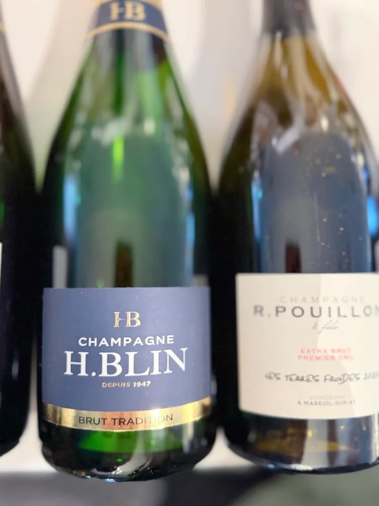 H.Blin Brut Tradition next to R.Pouillon Extra Brut Premier Cru 'Les Terres Froides'