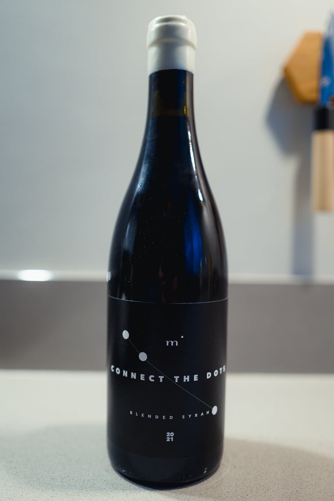 Minimalist Wines Connect the Dots bottle standing alone on a counter