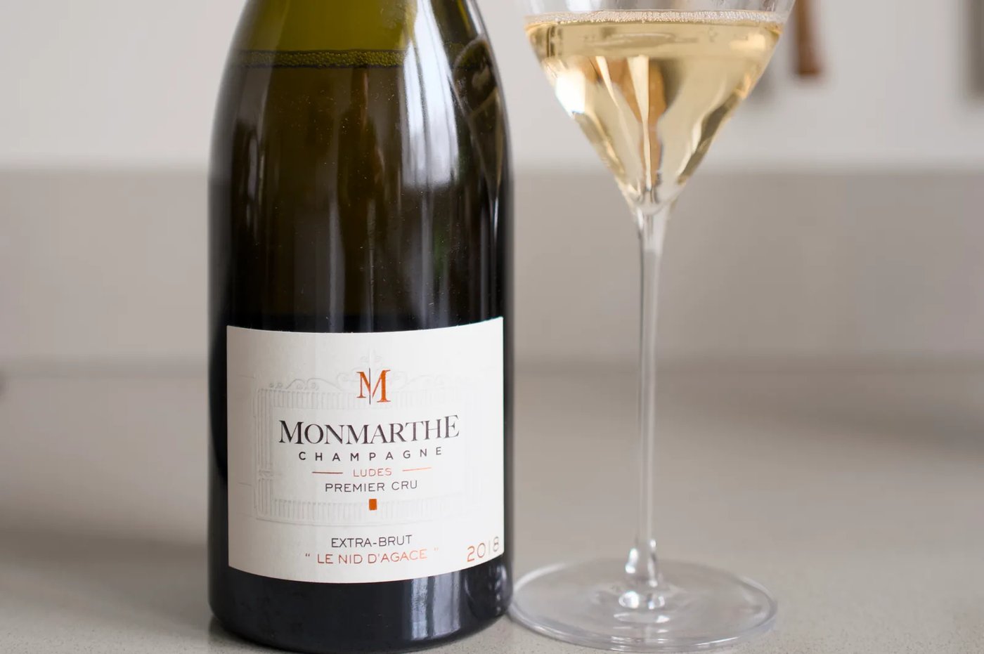Bottle of Champagne Monmarthe Le Nid d'Agace 2018 Extra Brut Premier Cru from Ludes