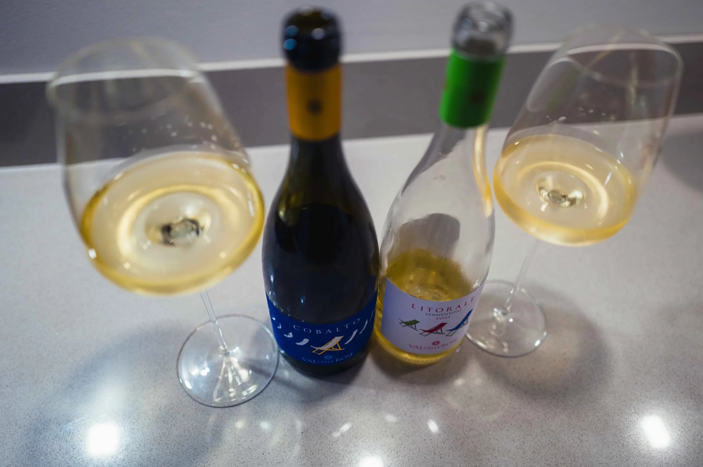 Two bottles of Val delle Rose Vermentino by Cecchi, organic estate in Maremma, Tuscany