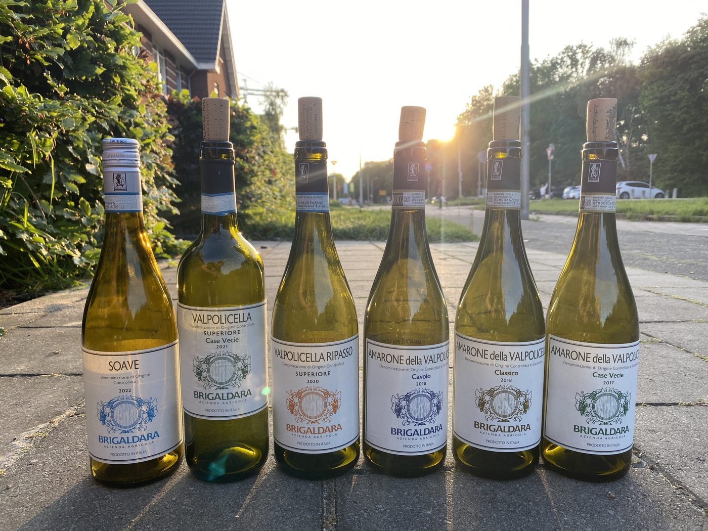 Bottles of Brigaldara Soave, Valpolicella and Amarone, family winery from Veneto, Italy