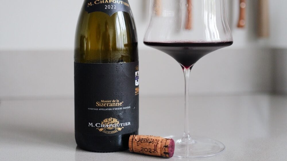Bottle of Chapoutier Monier de la Sizeranne Hermitage with Braille label