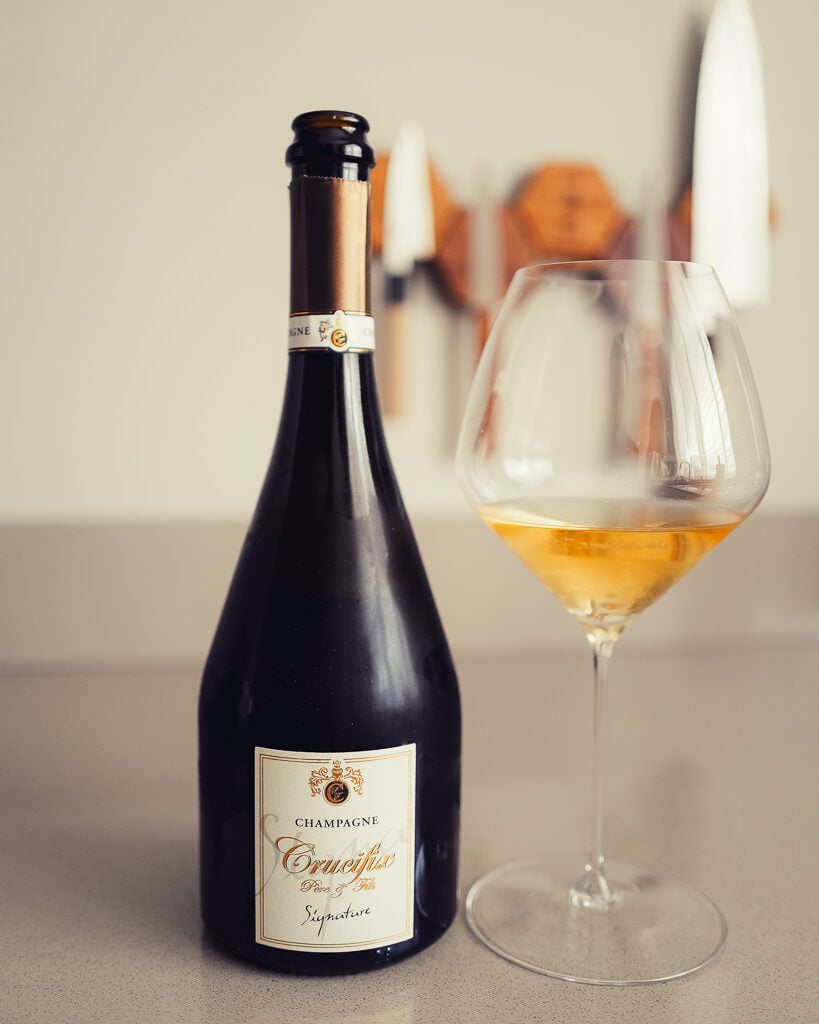 Bottle of Crucifix Père et Fils grower champagne from Montagne de Reims