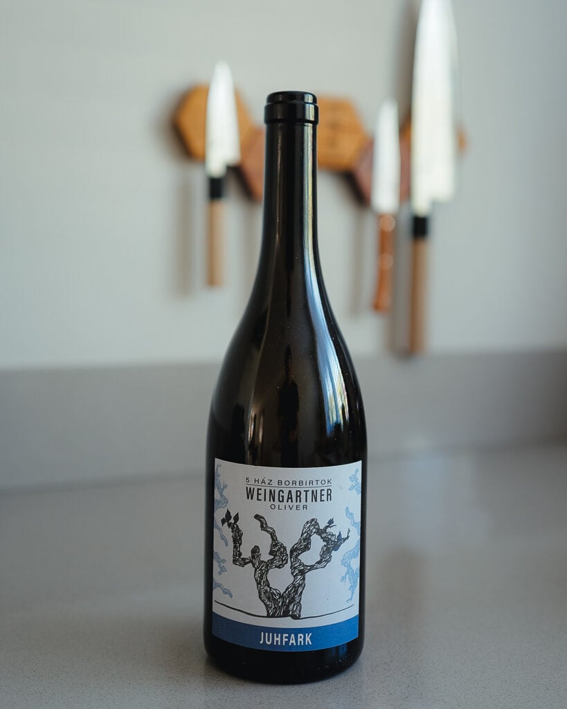 Bottle of Weingartner Juhfark 2022 Hungarian wine from volcanic soil