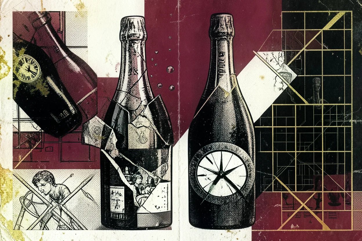 Two Champagne bottles side by side: one without and one with a vintage year on the label