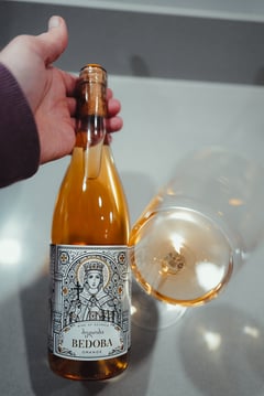Bottle of Bedoba Orange 2021 Georgian amber wine from Rkatsiteli and Kisi