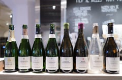 Bottles of Rosé des Riceys and Champagne from Les Riceys