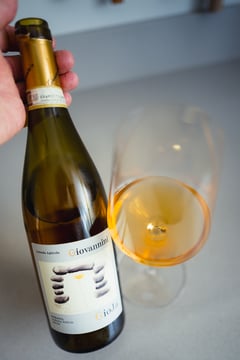 Bottle of Albana DOCG white wine from Emilia-Romagna, Italy