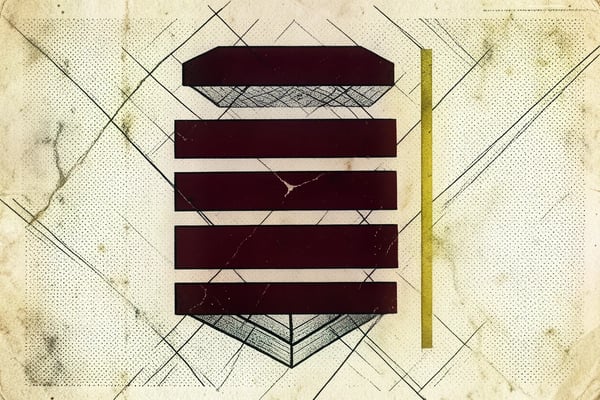 Brutalist illustration of a stack of horizontal bars, widest in the middle and narrowing towards top and bottom