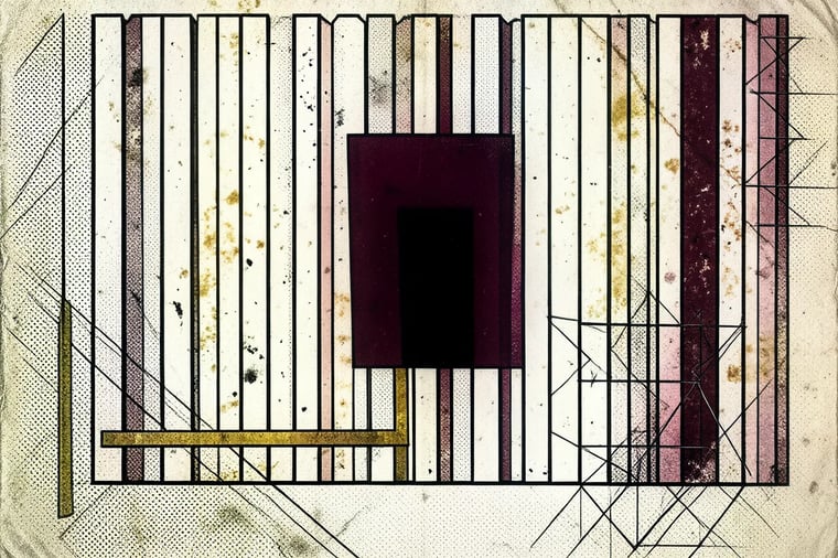 Brutalist illustration of a wall of identical rectangles with one rectangle lifted out of it
