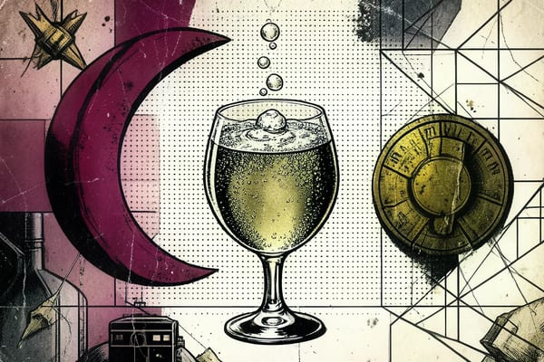 Glas troebele pét-nat met opstijgende bubbels, ancestrale methode, brutalist stijl