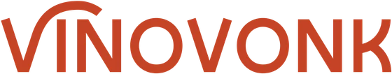 VinoVonk wordmark in oxblood red